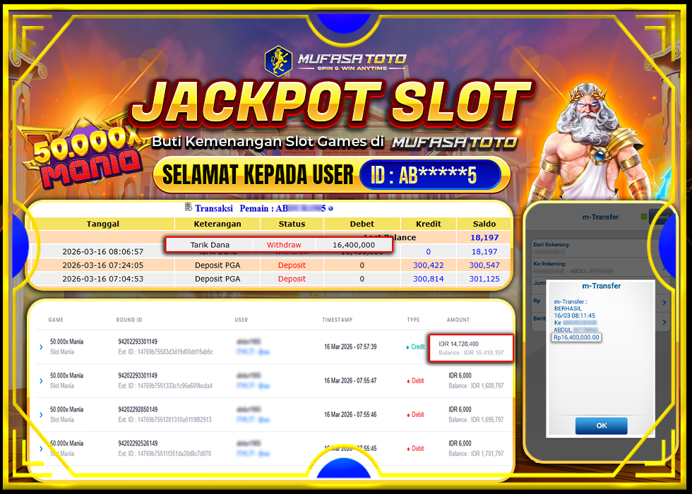 MUFASATOTO JACKPOT PRAGMATIC PLAY Rp 16.400.000|LUNAS